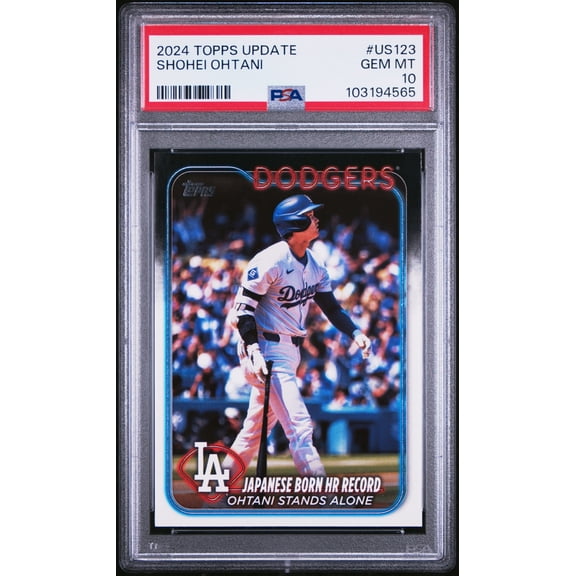 Shohei Ohtani 2024 Topps Update Japanese Born HR Record Baseball Card #US123 Graded PSA 10 Cert # 103194565