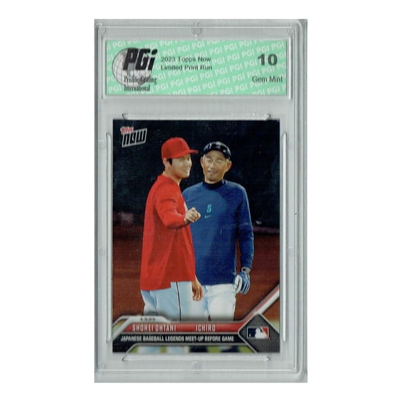 Shohei Ohtani/Ichiro Suzuki 2023 Topps Now #45 Japanese Legends SP Card PGI 10