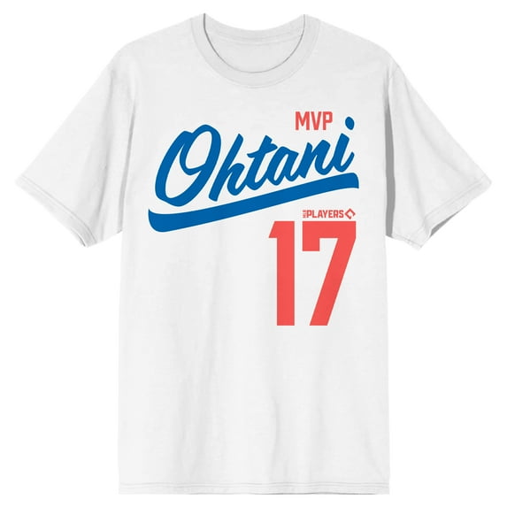 Shohei Ohtani MVP Ohtani Players #17 Men's White Crew Neck Short Sleeve T-Shirt-4XL