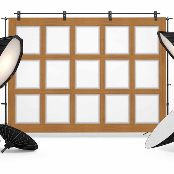 Shoji Screen Backdrops for Photography, Japanese Style Light Oak Wood Texture Fabric Photo Background Sturdy Studio Props for Photo Studio, Video Recording, Booth & Photoshoot 7x5ft