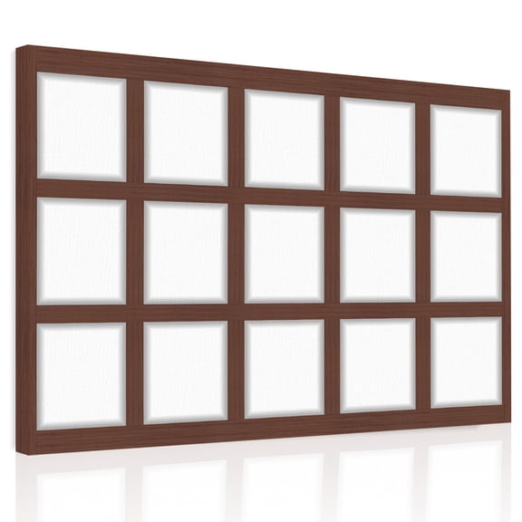 Shoji Screen Canvas Print Wall Art, Japanese Style Dark Brown Wood Texture Wall Decor Modern Artwork Paintings Pictures for Living Room Framed and Stretched Ready to Hang 12" x 16"