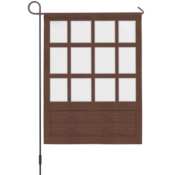 Shoji Screen House Flags For Outdoor, Japanese Style Dark Brown Wood Texture Small Double Side Yard Flags Weather Proof House Decor for Lawn Outside Holiday 28 x 40 Inches