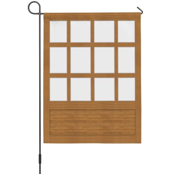 Shoji Screen House Flags For Outdoor, Japanese Style Light Oak Wood Texture Small Double Side Yard Flags Weather Proof House Decor for Lawn Outside Holiday 28 x 40 Inches