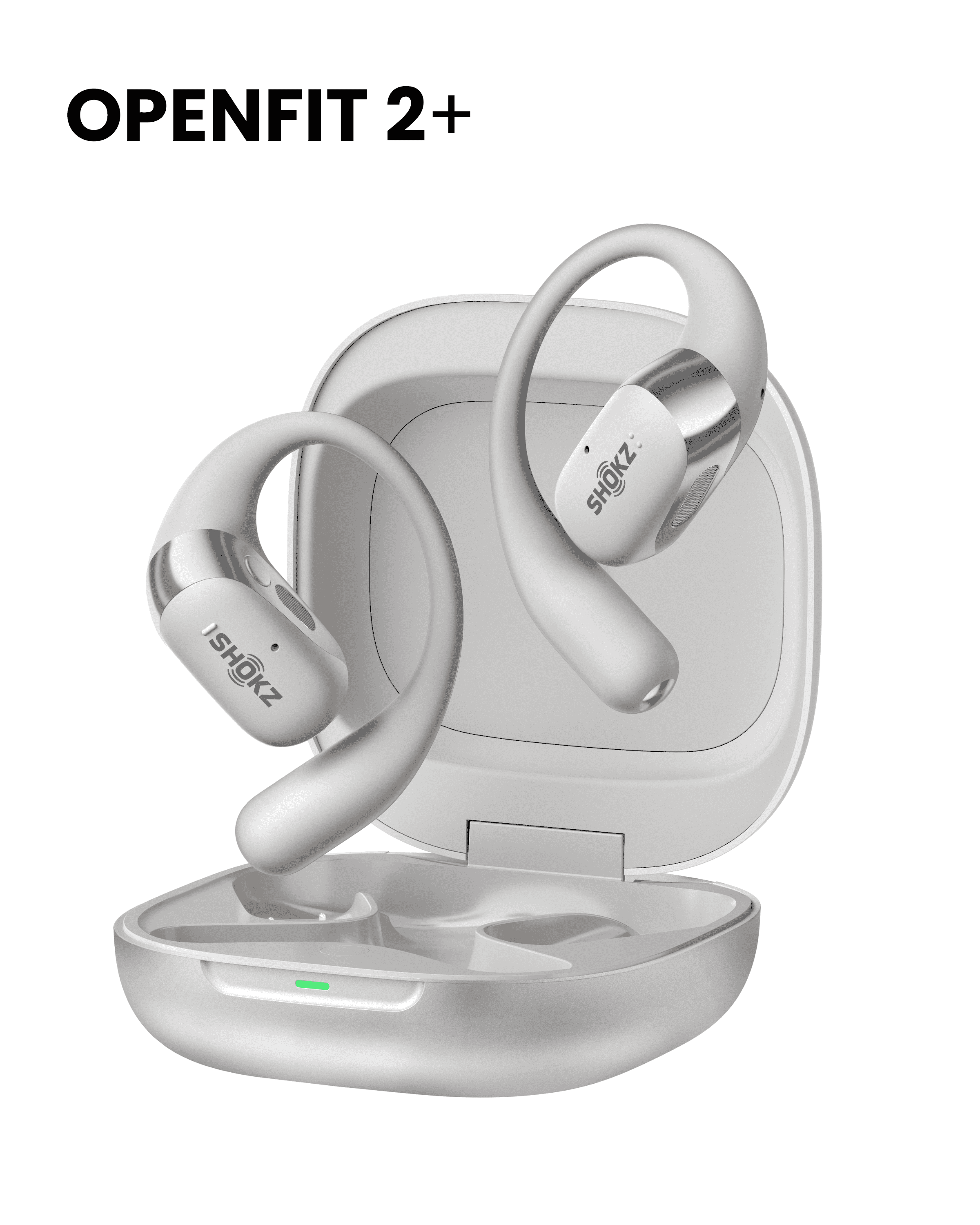 Shokz OPENFIT 2+ ワイヤレスイヤホン ホワイト SHOKZ New OpenFit 2+ Open-Ear Headphones, Dolby Audio Enabled
