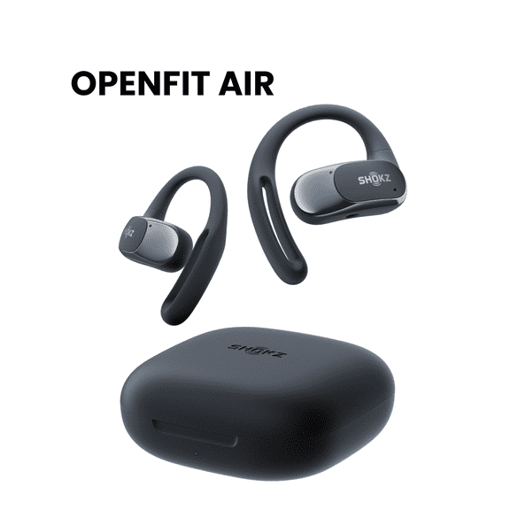 Shokz OpenFit Air - Open-Ear Headphones, True Wireless Earbuds, Water Resistant, Secure Earhooks for Daily Use, black