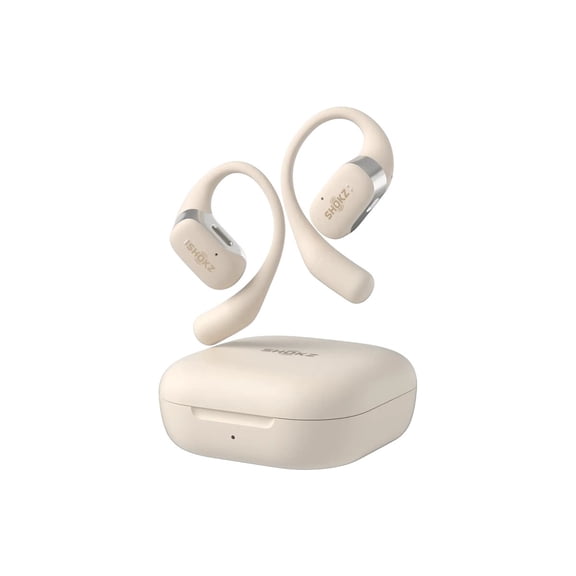 Pre-Owned Shokz OpenFit Noise Cancelling True Wireless Open Ear Earbuds with Charge Case, Beige