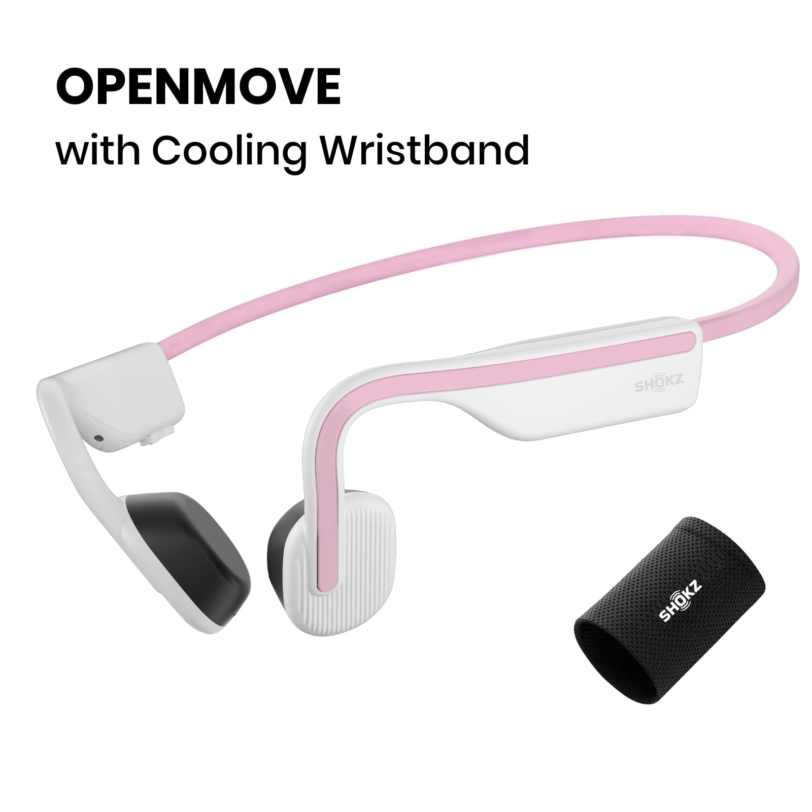Shokz OpenMove Bone Conduction Wireless Bluetooth Headphones for Sports  with Cooling Wristband (Pink)