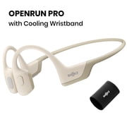 Shokz OpenRun Pro Premium Bone Conduction Open Ear Bluetooth Headphones for Sports with Cooling Wristband (Beige)