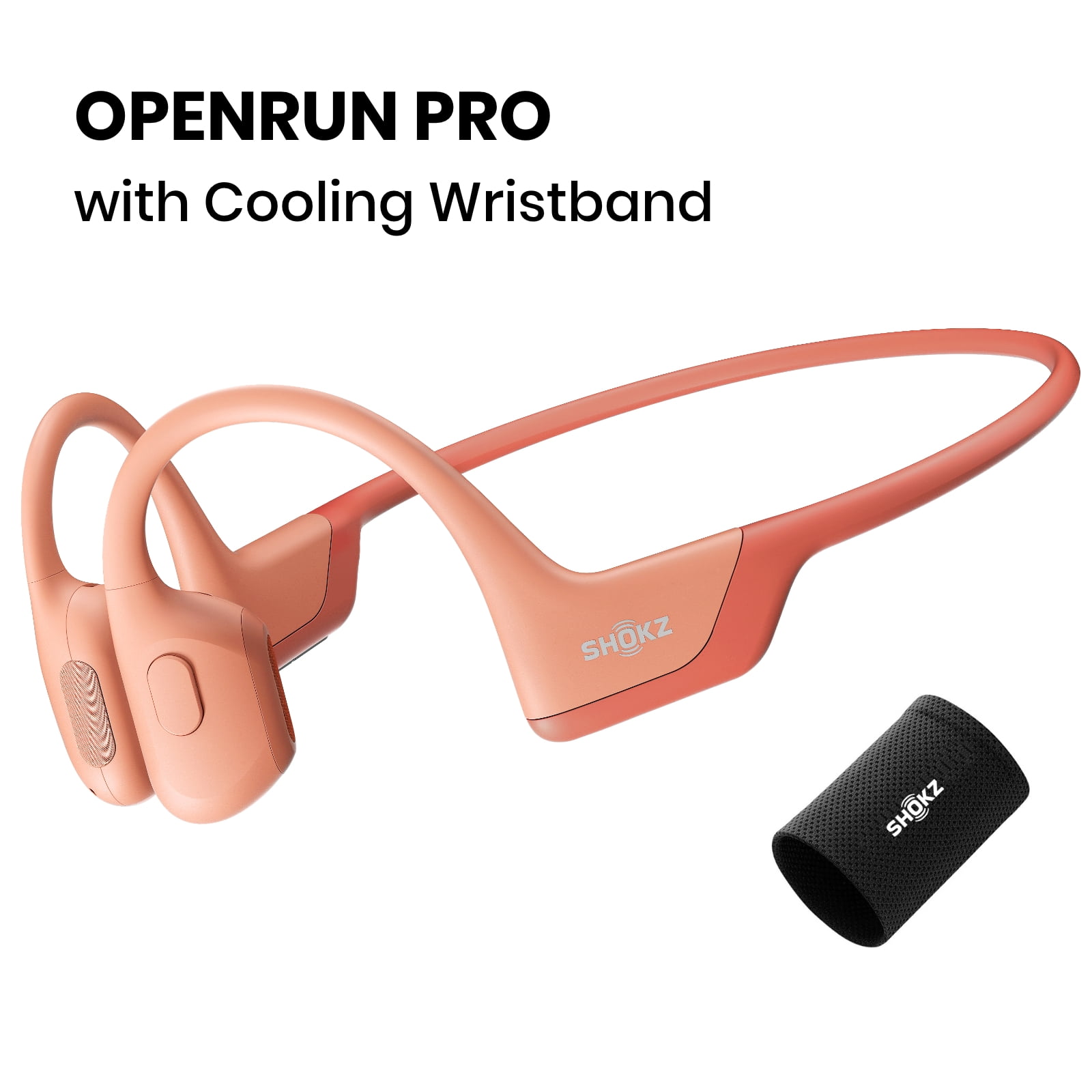 Shokz OpenRun Pro Premium Bone Conduction Open Ear Bluetooth Headphones for  Sports with Cooling Wristband (Beige)