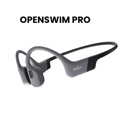 SHOKZ OpenSwim Pro - Open-Ear Bluetooth Headphones & 32GB MP3 Player, IP68 Waterproof, Bone Conduction Headphones, Running and Swimming, Gray