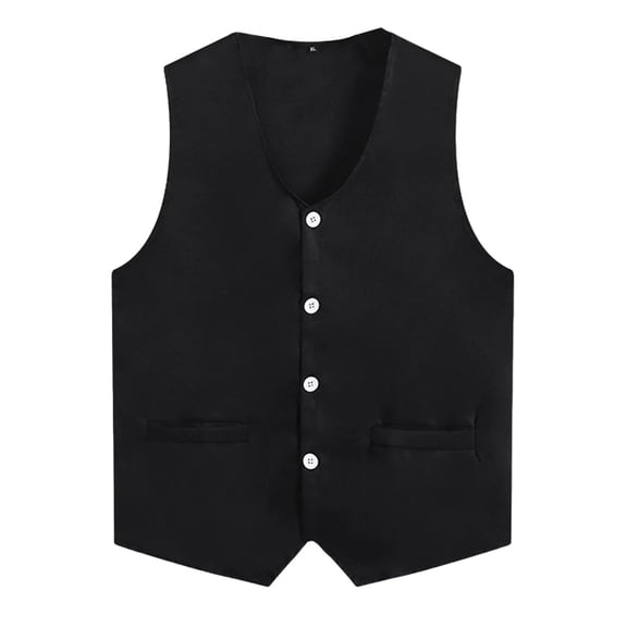 Sholeno Adult Volunteer Activity Vest Button Vest Waiter Work Wear Supermarket Uniform Black 3XL
