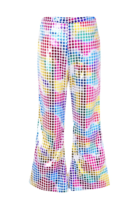 Big Girls Boys Shiny Sequins Flared Pants Modern Jazz Hip Hop Street Dance Pants Competition Colorful 100