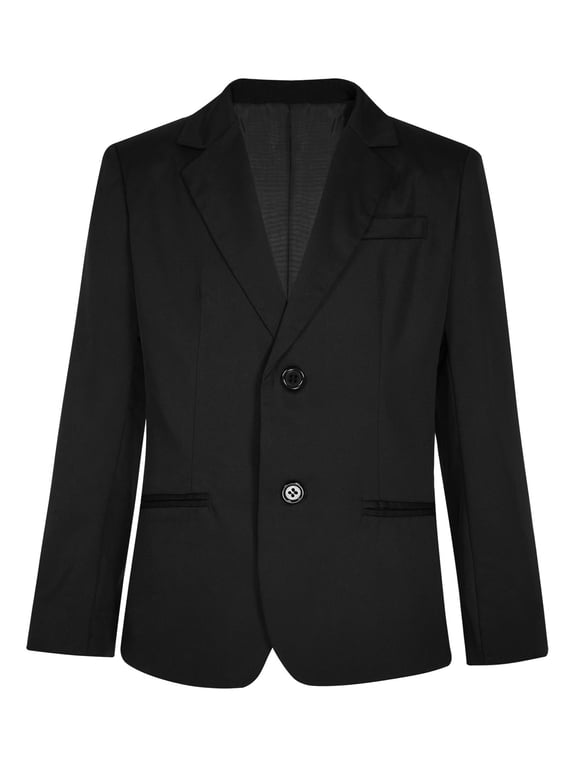 Boys Classic Fit Sport Blazer Single Breasted Lapel Suit Jacket Casual Outerwear Coat Black 10