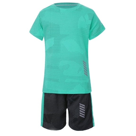 Sholeno Boys Soccer Sports Training Uniforms Kids Youth Athletic Football Soccer Jersey Shirt and Green 100