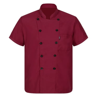 Sholeno Chef Coat Short Sleeve Double-Breasted Chef Shirt Custom Food Service Uniform Chef Jacket for Red 3XL