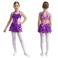 thumbnail image 1 of Sholeno Children Girls Gymnastic Bodysuit Latin Jazz Dance Leotard Dress Ballet Dancewear Sequins Jumpsuit Purple 12, 1 of 6