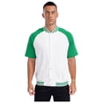 thumbnail image 1 of Sholeno Fashion Varsity Jacket for Men Short Sleeve Press Button Baseball Bomber Jackets Casual White&Green L, 1 of 7