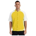 thumbnail image 1 of Sholeno Fashion Varsity Jacket for Men Short Sleeve Press Button Baseball Bomber Jackets Casual Yellow&White L, 1 of 7