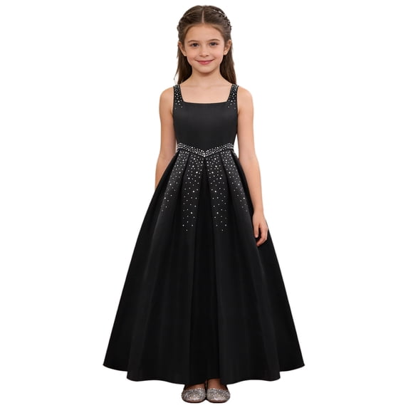 Sholeno Flower Girl Junior Bridesmaid Dress Wedding Evening Party Elegant Banquet Birthday Ball Gowns Black 10