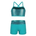 thumbnail image 1 of Sholeno Girls 2 Piece Dance Outfits Sequins Crop Top with Shorts for Ballet Jazz Hip Hop Performance Lake Blue 10, 1 of 7