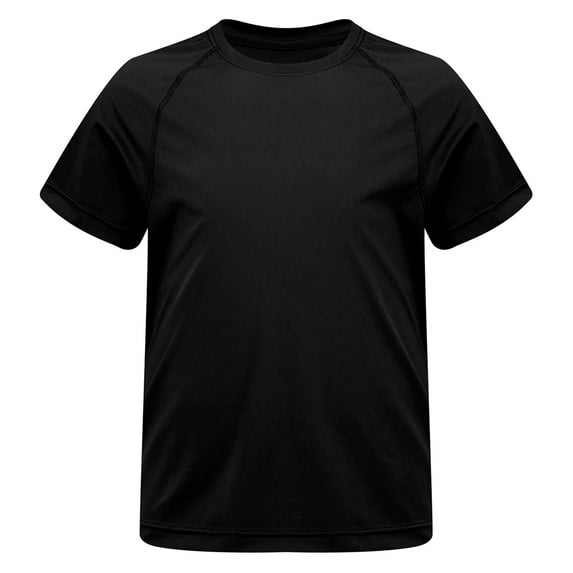 Sholeno Girls Boys Short Sleeve Dry-Fit Crew Neck Active Athletic Performance T-Shirt Basic Tee Black 160