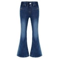 thumbnail image 1 of Sholeno Girls Casual Stretchy Flared Jeans Straight Leg Denim Bell Bottoms Pants Children Elastic Waist Trousers Blue 7-8, 1 of 7