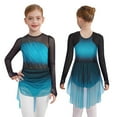 thumbnail image 1 of Sholeno Girls Gradient Color Figure Skating Dress Rhinestone Shiny Mesh Long Sleeve Dance Dresses Blue Green 6, 1 of 7