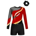 thumbnail image 1 of Sholeno Girls Kids Sequin Metallic Gymnastics Leotard with Shorts Dance Unitard Biketards Ballroom Dancewear Red&Black 16, 1 of 7