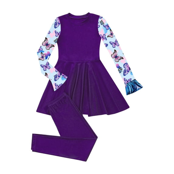 Sholeno Girls Long Sleeve Rash Guard Set UPF 50+ UV Sun Protection 2-Pieces Swimsuits Bathing Suits Purple 14