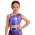 thumbnail image 1 of Sholeno Girls Metallic Sleeveless Tassel Crop Top Hip Hop Latin Jazz Dance Shirt Fringe Rave Party Outfit Blue 6, 1 of 6