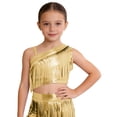 thumbnail image 1 of Sholeno Girls Metallic Sleeveless Tassel Crop Top Hip Hop Latin Jazz Dance Shirt Fringe Rave Party Outfit Gold 12, 1 of 5