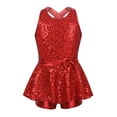 thumbnail image 1 of Sholeno Girls Sequins Jazz Latin Dance Dress Cutout X-Back Bowknot Ballet Gymnastic Leotard Red 10, 1 of 7