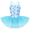 thumbnail image 1 of Sholeno Girls Shiny Fishs Cales Printed Leotard Dress Ballet Dance Dress Mermaid Princess Costume Blue Fish Scales 5, 1 of 7