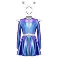 thumbnail image 1 of Sholeno Girls Shiny Metallic Outer Space Alien Outfits Blue 6, 1 of 7