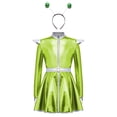thumbnail image 1 of Sholeno Girls Shiny Metallic Outer Space Alien Outfits Green 12, 1 of 7