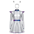 thumbnail image 1 of Sholeno Girls Shiny Metallic Outer Space Alien Outfits Silver 16, 1 of 7
