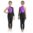 thumbnail image 1 of Sholeno Girls Sparkle Long Sleeve Unitard Kids Full Body Leotard One Piece Jumpsuit One Shoulder Dancewear Purple 16, 1 of 6