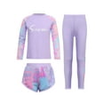 thumbnail image 1 of Sholeno Girls Swimsuit 3-Piece Zipper Rash Guard Set UPF 50+ Long Sleeve Bathing Suit Beach Swimwear Purple 11-13, 1 of 7