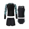 thumbnail image 1 of Sholeno Girls Swimsuit 4 Pieces Zip Up Rash Guard Set Tankini Bathing Suits Summer Beach Swimwear Black Lily 16, 1 of 7