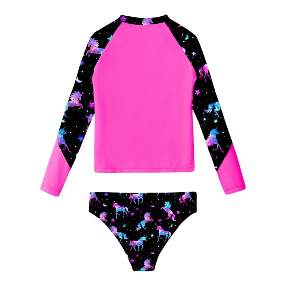 Sholeno Girls Swimsuit Two Piece Bathing Suits Summer Beach Water Sport Long Sleeve Rash Guard Sets Pegasus&Rose 12