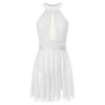 thumbnail image 1 of Sholeno Glitter Rhinestone Lyrical Dance Dress For Women Sleeveless Backless Modern Contemporary White XXL, 1 of 5