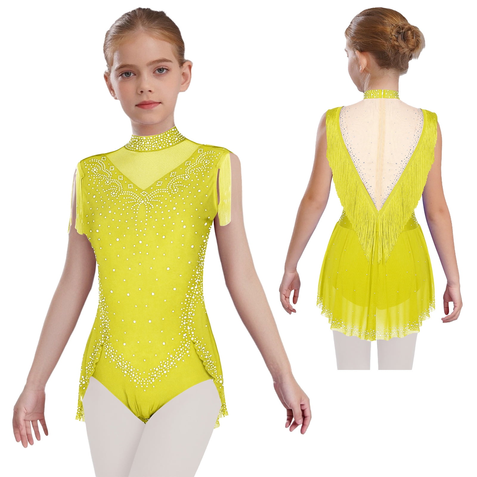 Sholeno Gymnastic Bodysuit for Girls Figure Skating Jumpsuit Sparkly ...