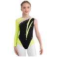 thumbnail image 1 of Sholeno Gymnastics Leotard for Girls One Shoulder Long Sleeve Ballet Bodysuit Tumbling Dance Outfit Fluorescent Yellow 6, 1 of 7