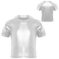 thumbnail image 1 of Sholeno Kid Boys Girls Jazz Hip Hop Modern Dancewear Festival Party Dance Tops Sparkly T Shirt Tees Silver 6-10, 1 of 6