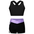 thumbnail image 1 of Sholeno Kids 2 Piece Dance Outfit Dancewear Girls Gymnastics Crop Tank Tops Trainng Bra with Shorts Black&Lavender 10, 1 of 5