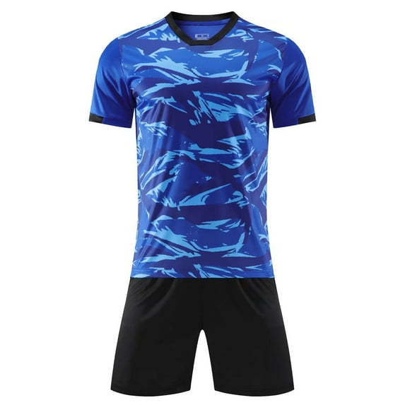 Sholeno Kids Boys 2 Piece Soccer Sport Outfits Short Sleeve Football Jersey Training T-Shirts and Blue Type A XXS