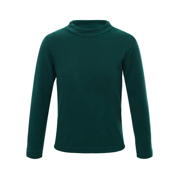 Sholeno Kids Boys Girls Basic Solid Color Thermal Underwear Tops Turtleneck T-Shirt Baselayer Long Green 110
