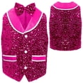 thumbnail image 1 of Sholeno Kids Boys Girls Sleeveless Shiny Sequin Vest Sparkly Button Down Velvet Tuxedo Waistcoat for Wedding Hot Pink 16, 1 of 4