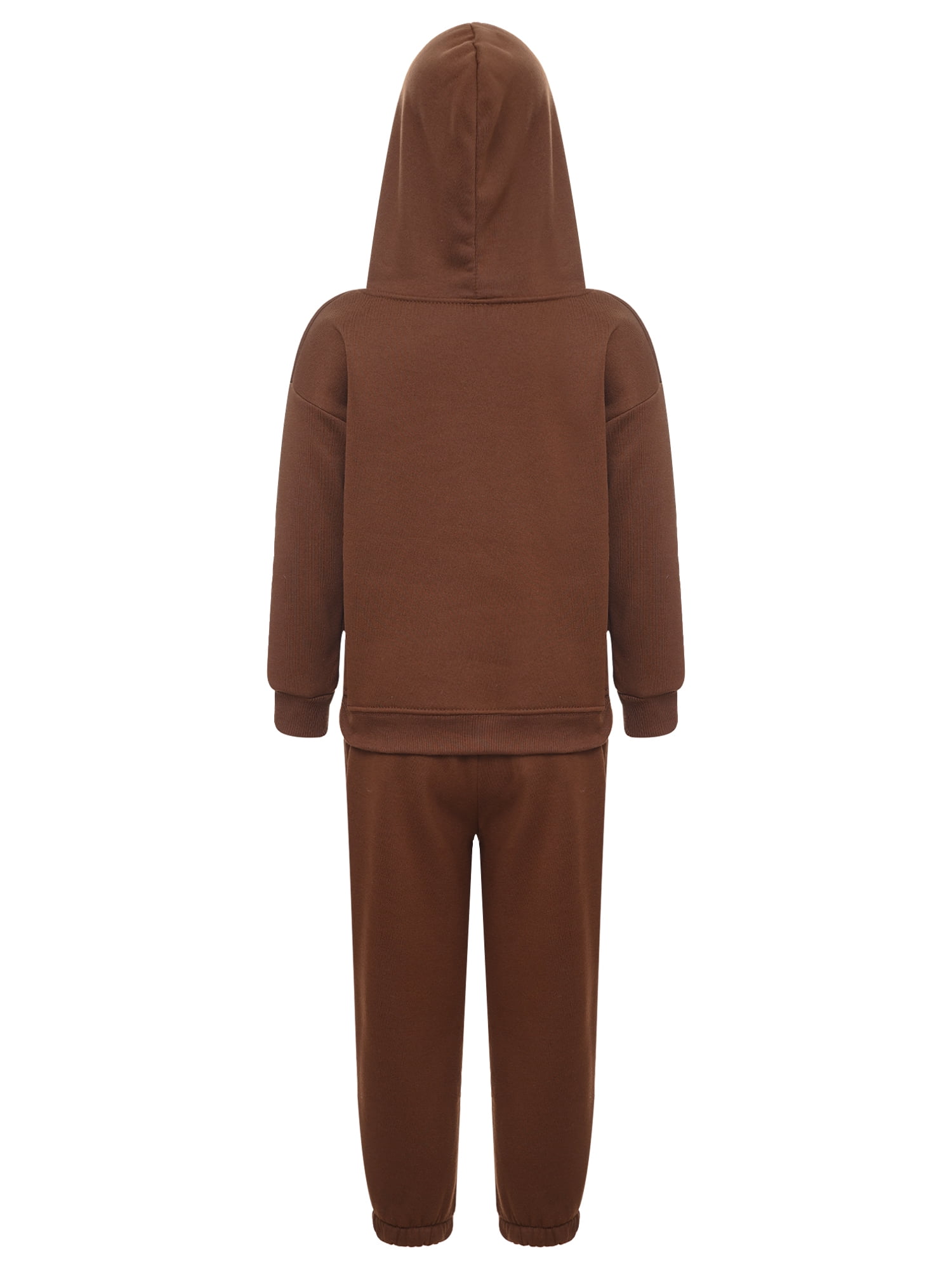 Sholeno Kids Boys Girls Solid Color SweatSuit Sports Warm Outfit Long Sleeves Hooded Hoodie Coffee 100 Walmart