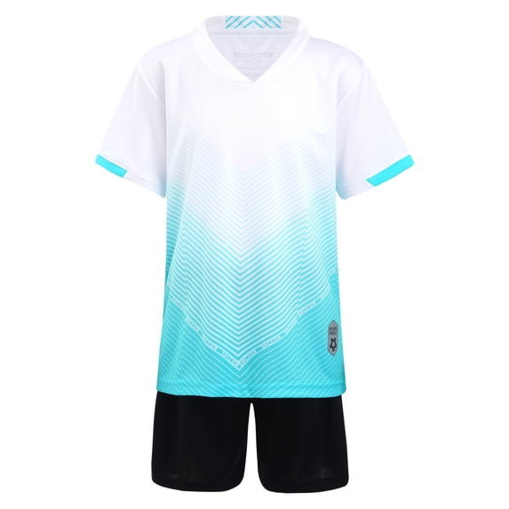 Sholeno Kids Boys Jerseys Shirts and Shorts Set Basketball Football Exercise Sportswear White S